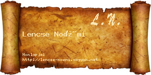 Lencse Noémi névjegykártya