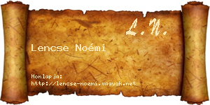 Lencse Noémi névjegykártya